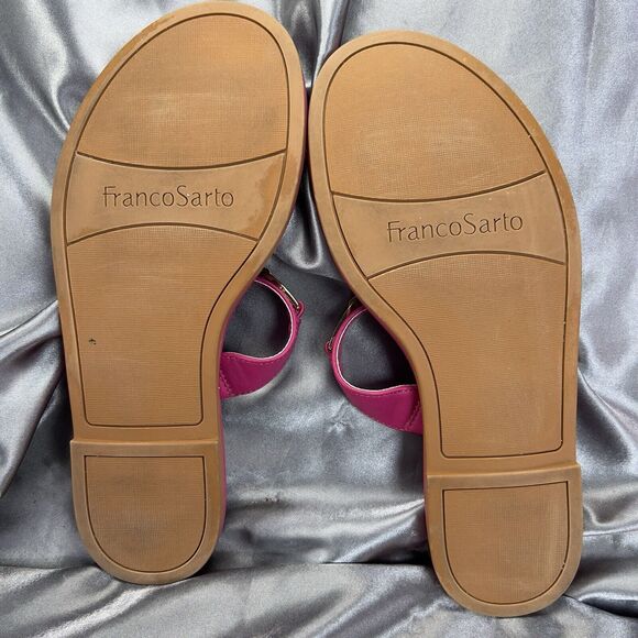 Franco Sarto Womens Jade Magenta Hot Pink Gold Flat Pool Slides‎ Shoes Size 7M - Picture 9 of 14